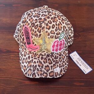 Leopard Print Cap with Fun Patches